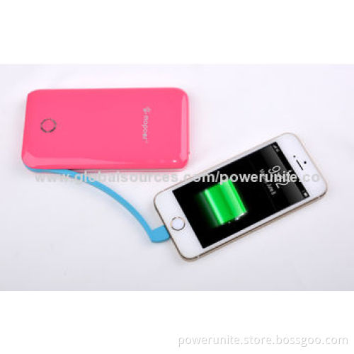 Dual USB Ports, Portable Power Bank for Mobile Phones, Built-in Cable with High Quality
